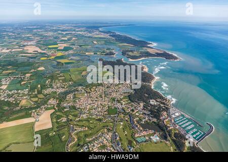 France, Vendée, Talmont Saint Hilaire, le havre du Veillon et de Port Bourgenay (vue aérienne) Banque D'Images