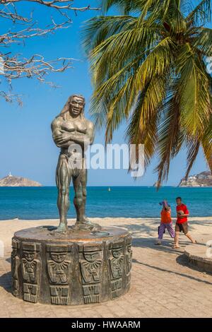 La Colombie, département de Magdalena, Santa Marta, le centre colonial, le front et statue indienne Tayrona Banque D'Images