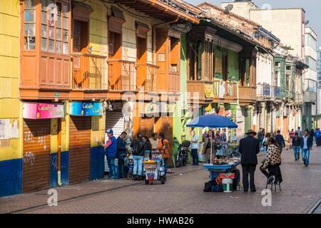 Le département de Cundinamarca, en Colombie, Bogota, le quartier colonial de Calendaria, Place Bolivar (Plaza de Bolivar) et Concepcion street Banque D'Images