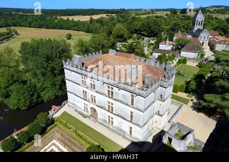 France, dordogne, Périgord Vert, Bourdeilles, Bourdeilles Château, le château du pavillon Renaissance du xve siècle Banque D'Images