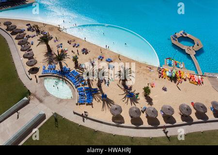 Le Chili, l'Algarrobo, San Alfonso del Mar, la plus grande piscine à l'homme, elevated view Banque D'Images