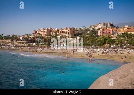 L'Espagne, Iles Canaries, Tenerife, Costa Adeje, Playa del Duque, elevated view Banque D'Images