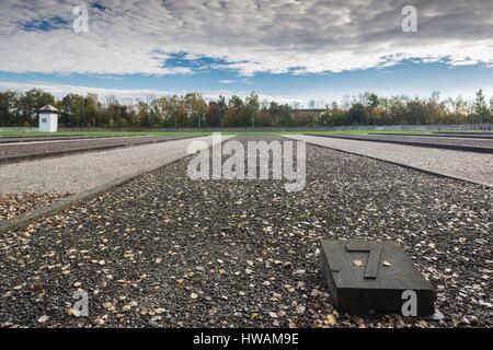 Allemagne, Bavière, Munich-Dachau, WW-2 ère camp de concentration Nazi, terrains, autrefois occupées par les bâtiments des casernes Banque D'Images