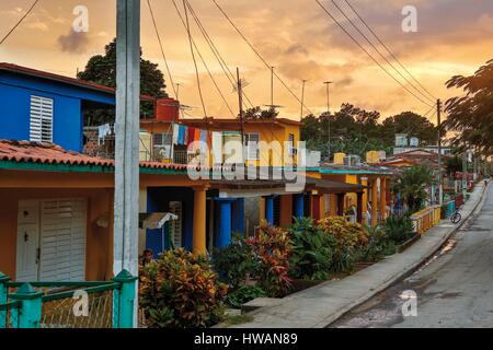 Amérique latine, Caraïbes, Cuba, Pinar del Rio, Vinales, inscrite au Patrimoine Mondial de l'UNESCO, Vinales, petites maisons dans une zone de Vinales Banque D'Images