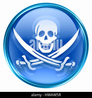 L'icône de pirate bleu, isolé sur fond blanc. Banque D'Images