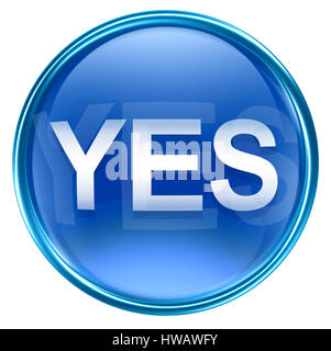 L'icône Oui bleu, isolé sur fond blanc Banque D'Images