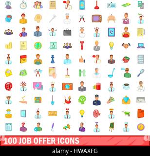 100 offres d'icons set, cartoon style Illustration de Vecteur