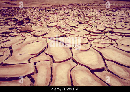 Détail sol fissuré dans la Valle de la muerte désert, San Pedro de Atacama, Chili Banque D'Images