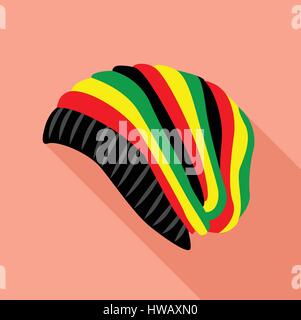 Chapeau Rasta, icône de style plat Illustration de Vecteur