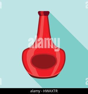 Flacon en verre rouge pour l'alcool, l'icône de style plat Illustration de Vecteur