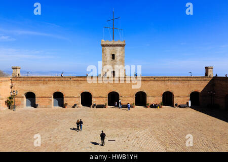 Place d'armes et de guet, Castell de Montjuïc, Barcelone, Catalogne, Espagne Banque D'Images