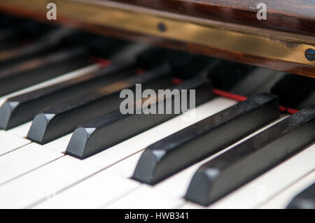 Close up of dusty touches d'un clavier de piano Banque D'Images