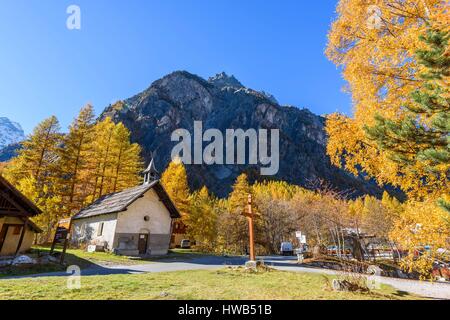 France, Hautes Alpes, région Brianconnais, vallée de Vallouise, aile froide hameau, Saint Pierre et Saint Paul chapelle Banque D'Images