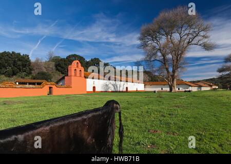 United States, California, Californie du Sud, Lompoc, la Purisima Mission State Historic Park, extérieur avec cuirs bovins Banque D'Images