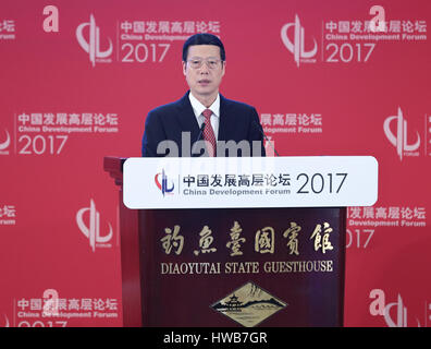 Beijing, Chine. Mar 19, 2017. Le vice-Premier ministre chinois Zhang Jaili parle lors de la cérémonie d'ouverture de la China Development Forum (CDF) 2017 à Beijing, capitale de Chine, le 19 mars 2017. Credit : Wang Ye/Xinhua/Alamy Live News Banque D'Images