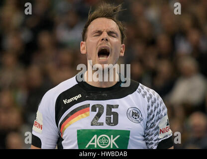 Hambourg, Allemagne. Mar 19, 2017. L'Allemagne Kai Haefner en action au cours de match entre l'Allemagne et la Suède dans le Barclaycard Arena de Hambourg, Allemagne, 19 mars 2017. Photo : Axel Heimken/dpa/Alamy Live News Banque D'Images