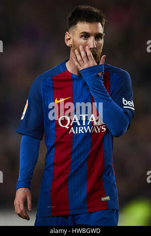 Barcelone, Espagne. Mar 19, 2017. Lionel Messi (FC Barcelone), au cours de la Liga match de football entre le FC Barcelone et Valence CF, au Camp Nou à Barcelone, en Espagne, Dimanche 19 Mars, 2017. Crédit photo : S.Lau : dpa/Alamy Live News Banque D'Images