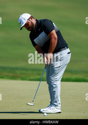 Orlando, Floride, USA-J. Mar 19, 2017. J. Spaun de l'Australie sur le 16e vert pendant le dernier tour de l'Arnold Palmer Invitational. Del Mecum/CSM/Alamy Live News Banque D'Images