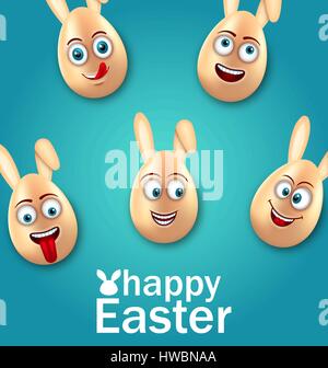 L'humour avec carte de Pâques Oeufs gaie avec les oreilles Illustration de Vecteur