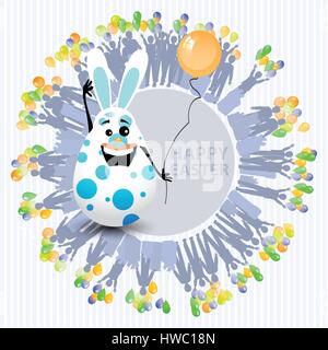 Oeuf de Pâques est un heureux avec un ballon. Vecteur de votre conception Illustration de Vecteur