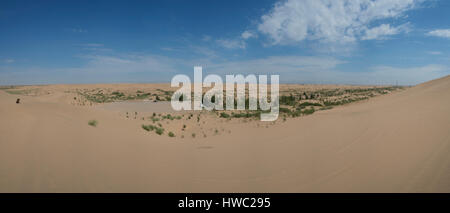 Dunes de sable dans un désert, Désert de Kubuqi, Ordos, Inner Mongolia, China Banque D'Images