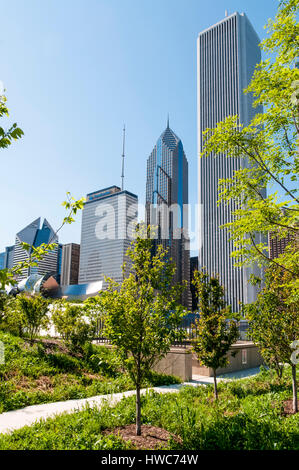 Sur les bâtiments E Randolph St de Grant Park dans le quartier de la boucle de Chicago Banque D'Images