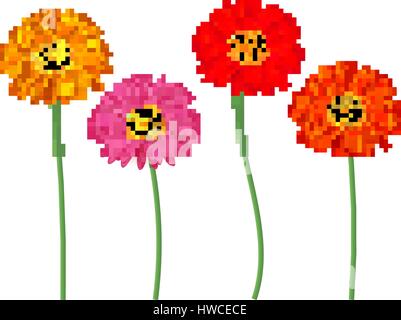 Jeu de colorful gerbera isolated on white Illustration de Vecteur