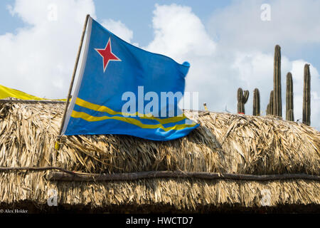 Un drapeau vagues sur Aruba Banque D'Images