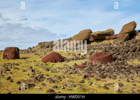 Ahu Akahanga, Moai, Rapa Nui, l'île de Pâques, Chili, Isla de Pascua Banque D'Images