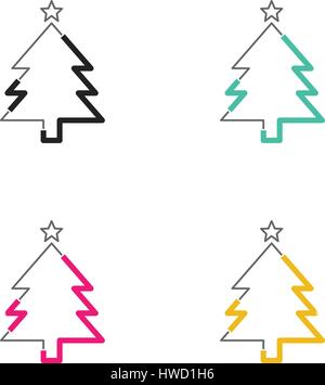 L'icône de l'arbre de Noël style néon Illustration de Vecteur
