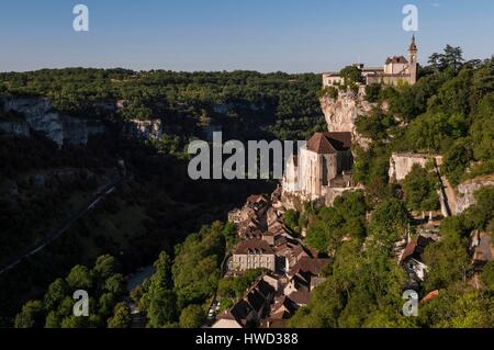 France, Lot, Rocamadour, à partir de la grotte des Merveilles Banque D'Images