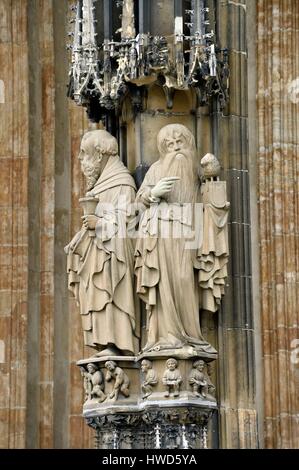 Allemagne, Bade Wurtemberg, Ulm, Albert Einstein' s de naissance, la cathédrale luthérienne (Munster), le portail ouest Banque D'Images