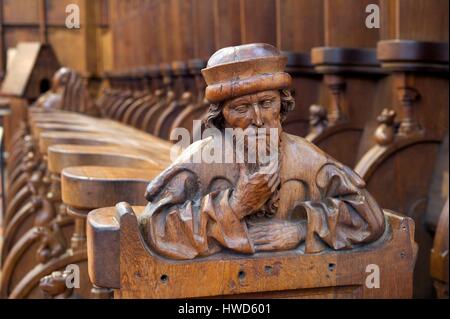 Allemagne, Bade Wurtemberg, Jura Souabe (Schwäbische Alb) Blaubeuren, abbaye bénédictine, stalles du chœur par Jörg Syrlin l'ancien, 1493 Banque D'Images