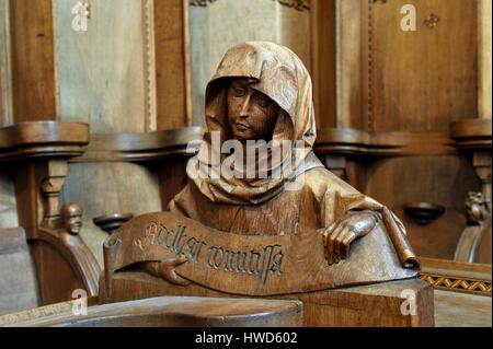 Allemagne, Bade Wurtemberg, Jura Souabe (Schwäbische Alb) Blaubeuren, abbaye bénédictine, stalles du chœur par Jörg Syrlin l'ancien, 1493 Banque D'Images