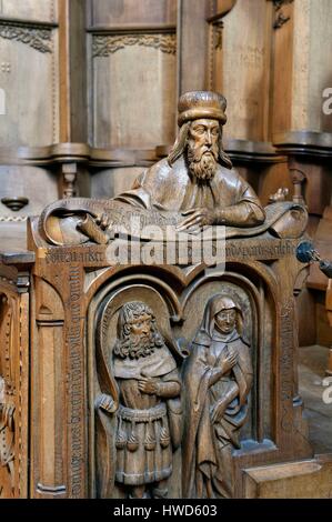 Allemagne, Bade Wurtemberg, Jura Souabe (Schwäbische Alb) Blaubeuren, abbaye bénédictine, stalles du chœur par Jörg Syrlin l'ancien, 1493 Banque D'Images