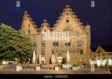 Allemagne, Bade Wurtemberg, Ulm, Albert Einstein' s de naissance, hôtel de ville (Rathaus) construit en style gothique avec 1370 Banque D'Images