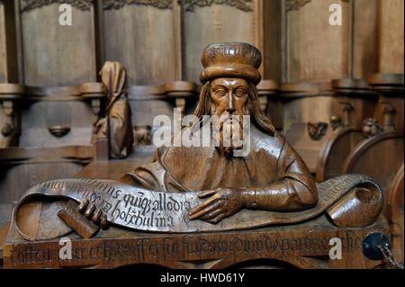 Allemagne, Bade Wurtemberg, Jura Souabe (Schwäbische Alb) Blaubeuren, abbaye bénédictine, stalles du chœur par Jörg Syrlin l'ancien, 1493 Banque D'Images