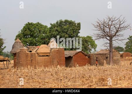 Le Togo, région du nord, maisons d'argile les tatas Tamberma classé au Patrimoine Mondial de l'humanité Banque D'Images