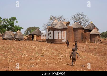 Le Togo, région du nord, maisons d'argile les tatas Tamberma classé au Patrimoine Mondial de l'humanité Banque D'Images