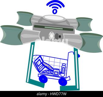 Drone avec l'épicerie. Illustration de Vecteur