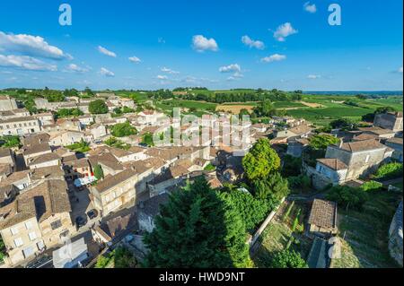 France, Gironde, Saint-Emilion, classé au Patrimoine Mondial par l'UNESCO, vue panoramique de la ville médiévale Banque D'Images