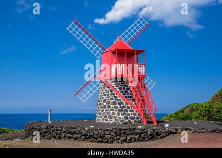 Le Portugal, l'archipel des Açores, l'île de Pico, Sao Joao moulin Banque D'Images