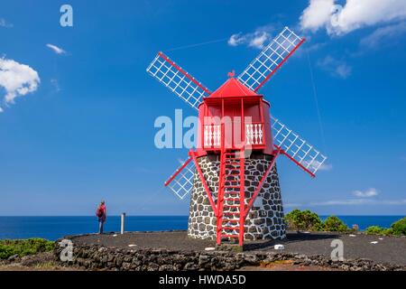 Le Portugal, l'archipel des Açores, l'île de Pico, Sao Joao moulin Banque D'Images