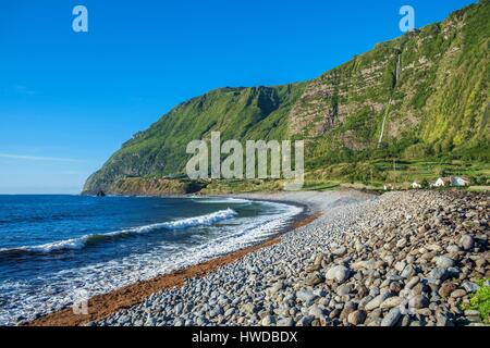 Le Portugal, l'archipel des Açores, l'île de Flores, Faja Grande, la plage Banque D'Images