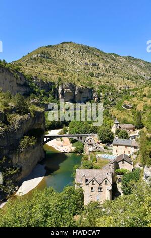 La France, la Lozère, les Causses et les Cévennes, paysage culturel agropastoraux méditerranéens, inscrite au Patrimoine Mondial de l'UNESCO, les Gorges du Tarn, St Chely du Tarn Banque D'Images