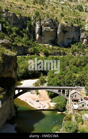 La France, la Lozère, les Causses et les Cévennes, paysage culturel agropastoraux méditerranéens, inscrite au Patrimoine Mondial de l'UNESCO, les Gorges du Tarn, St Chely du Tarn Banque D'Images