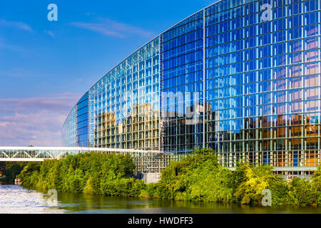 STRASBOURG, FRANCE, le 06 août 2016. Le bâtiment du Parlement européen à Strasbourg. Banque D'Images