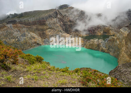 Le lac du cratère de Kelimutu Parc National, Flores, Indonésie Banque D'Images