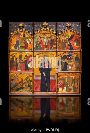 Panneau peint gothique Retable de saint Antoine l'Abbé par Maître de Rubio. Musée national d'Art Catalan, Barcelone, Espagne, inv no : 045854-TCMA Banque D'Images