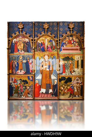 Panneau peint gothique retable de Saint Stephen par Jaume Serra. Musée national d'Art Catalan, Barcelone, Espagne, inv no : 003947-TCMA Banque D'Images